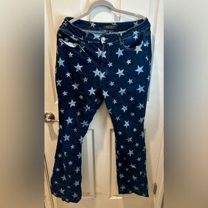 Judy Blue Starry Night Flare Jeans - Blue and White